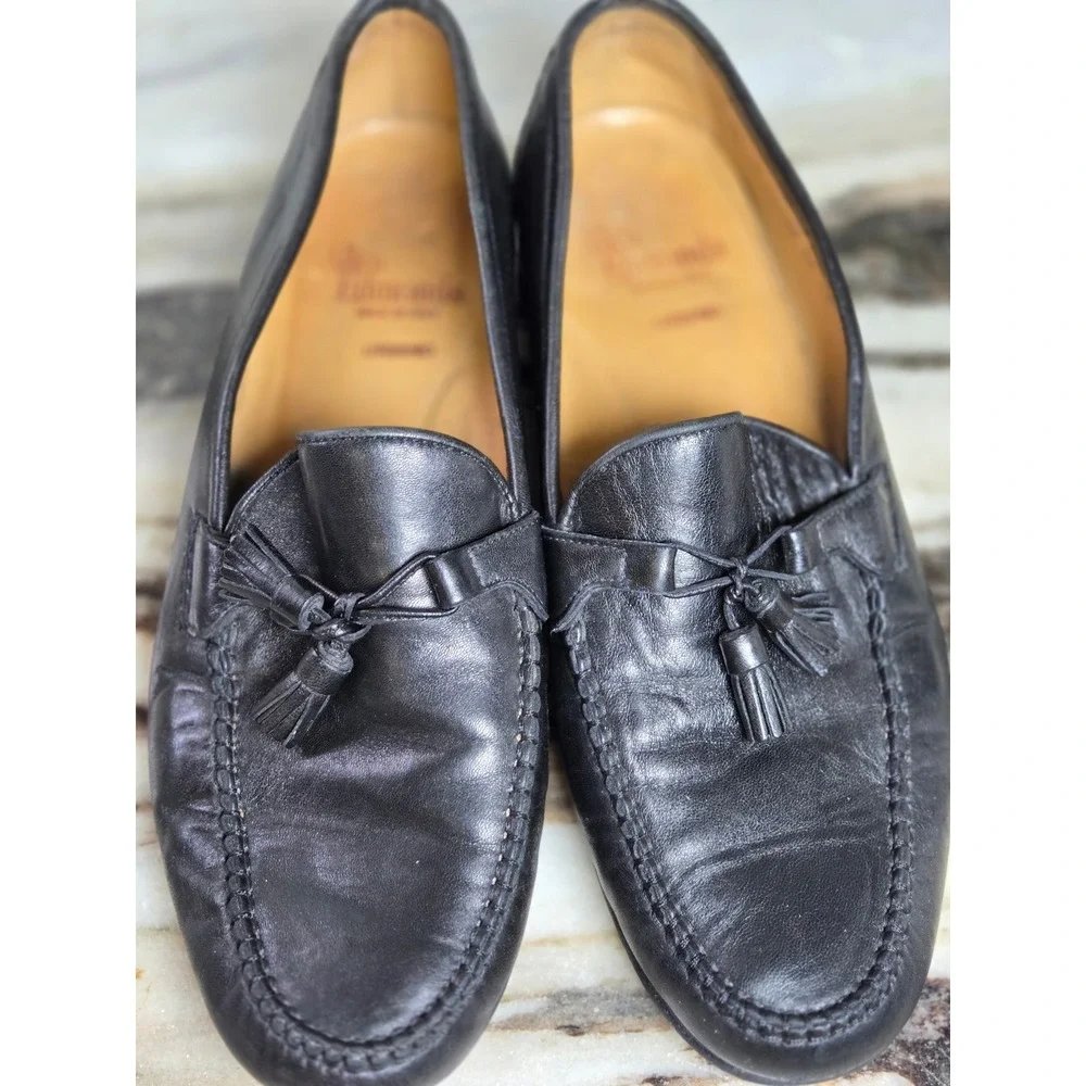 Allen Edmonds Urbino Black Leather Tassel Loafers Mens 11 D Made in Italy‎ 49190